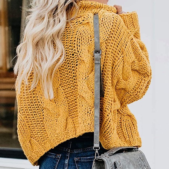 Chunky Knit Golden Yellow Turtleneck - Picture 2 of 5